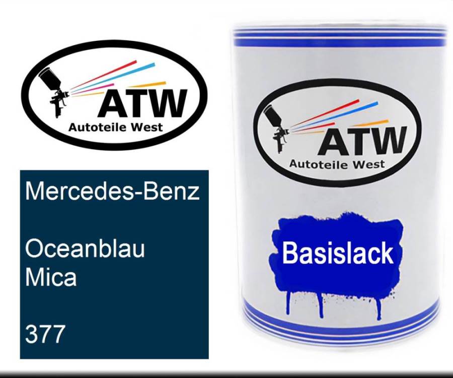 Mercedes-Benz, Oceanblau Mica, 377: 500ml Lackdose, von ATW Autoteile West.